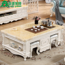 Euromarble Gongfu tea Several solid wood square tea table white automatic upper modern living room TV cabinet Composition