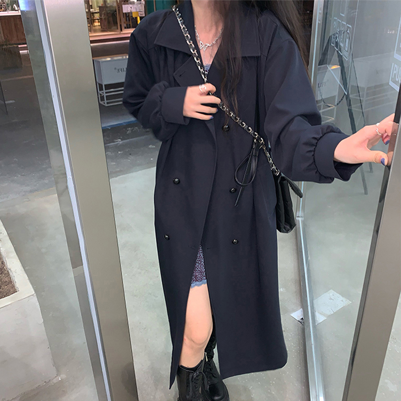 chic trench coat women's 2022 spring and autumn new British style loose mid-length drape coat small man