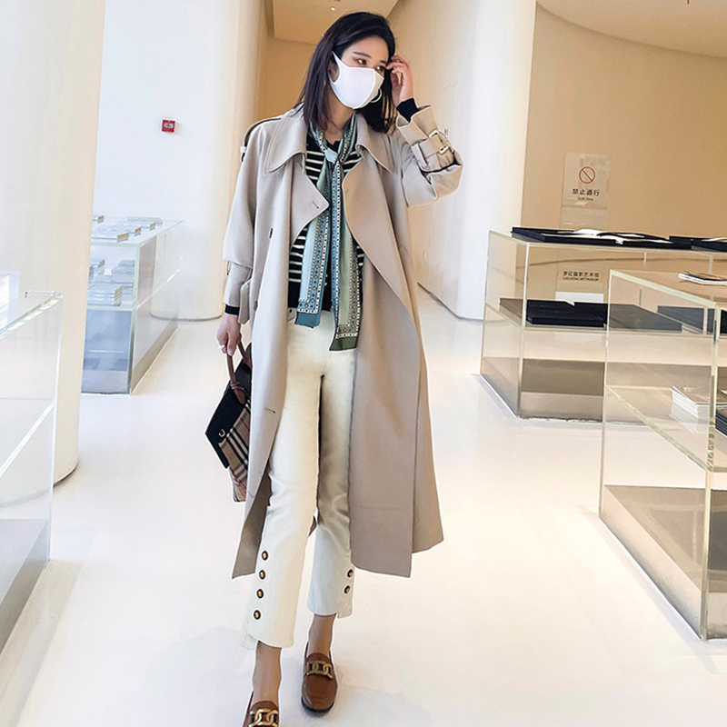 chic trench coat women's 2022 new spring and autumn loose temperament mid-length British style high-end coat