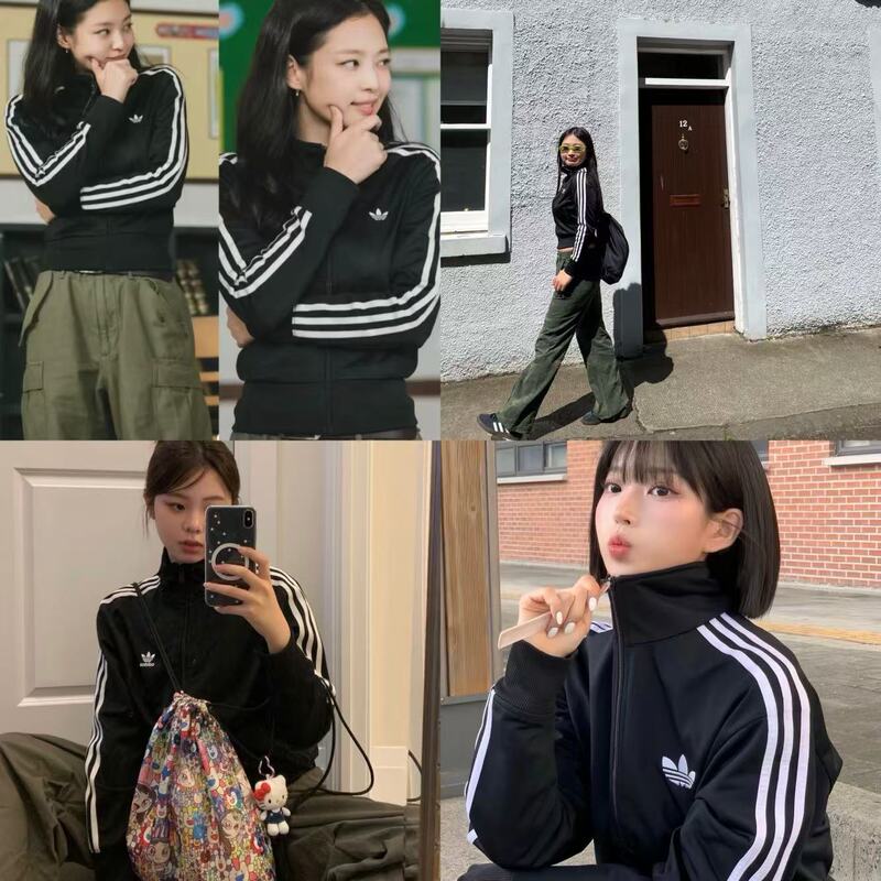 【Adidas Jennie Apartment 404 Same Style Short Slim-Fit Stand-Up Collar Jacket Il8764】