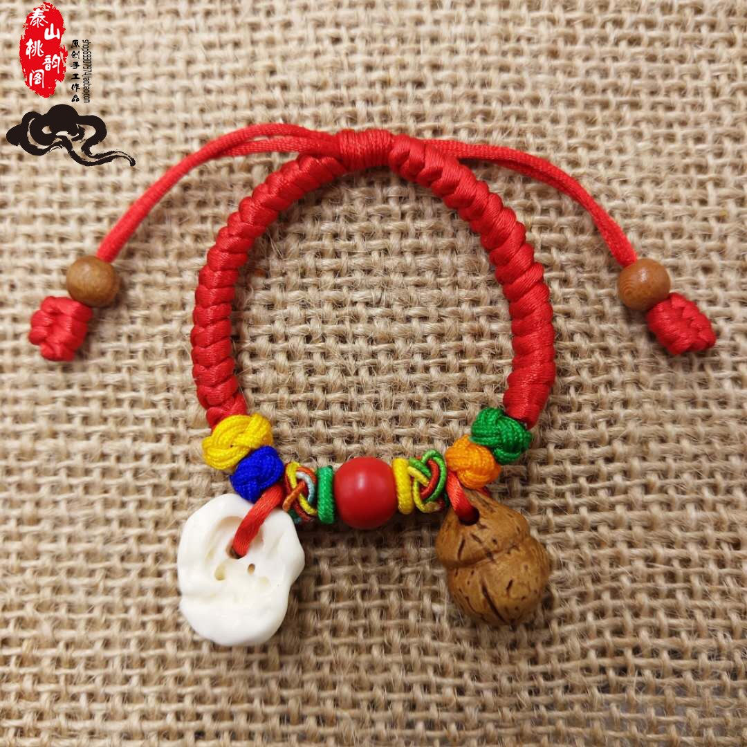 Em bé sơ sinh ác quỷ để ngăn chặn sợ lợn cinnabar sợ xương chuông bầu khóa dây nhiều màu đỏ chuỗi tay - Vòng chân vòng đeo chân nữ bằng vàng