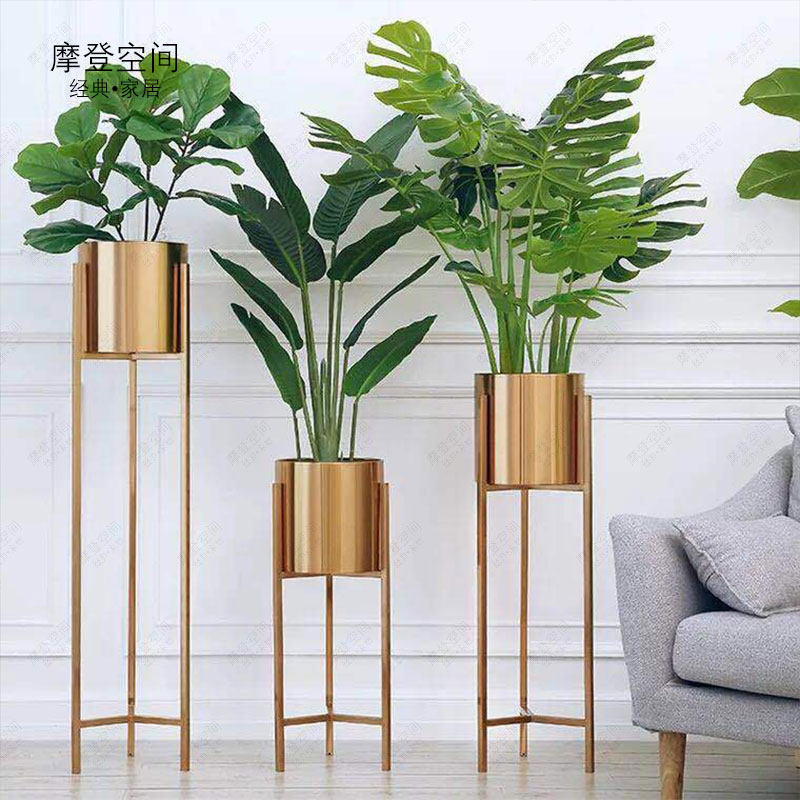Nordic modern light extravaganza Villa Living Room Home Soft Adornment Ground Flower Arrangement Green Planting Potted Extremely Minimalist Flower Shelf
