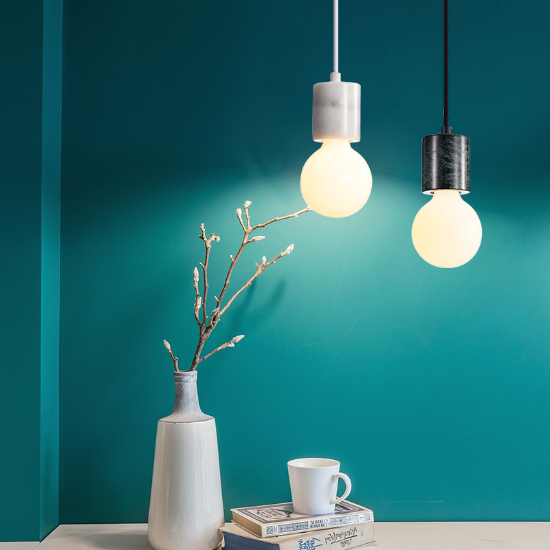 Brief Pendant Lamp Modern Postmodern Dining Room Personality Living Room Lamp Modern Bedroom Single Head Marble Headboard Pendant Lamp