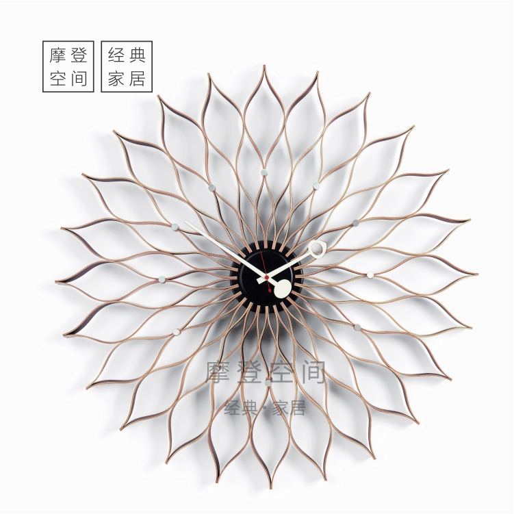 Nordic fashion creative simple wall clock sunflower hour clock clock Nelson model room living room quartz clock wall clock