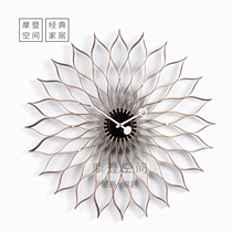 Nordic fashion creative simple wall clock sunflower hour clock clock Nelson model room living room quartz clock wall clock