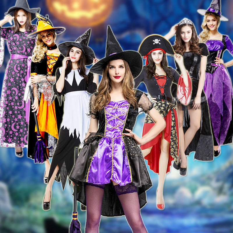 Halloween Adult Clothing Cosplay Female Princess Magic Witch Pirate Queen Vampire Witch Gown