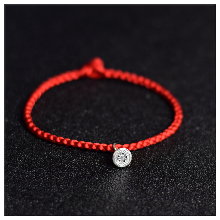 Dệt tay bốn mặt Phật nguyên bản S925 sterling bạc mực xanh vòng tay dây đeo vòng chân năm nay may mắn vòng chân nữ đẹp