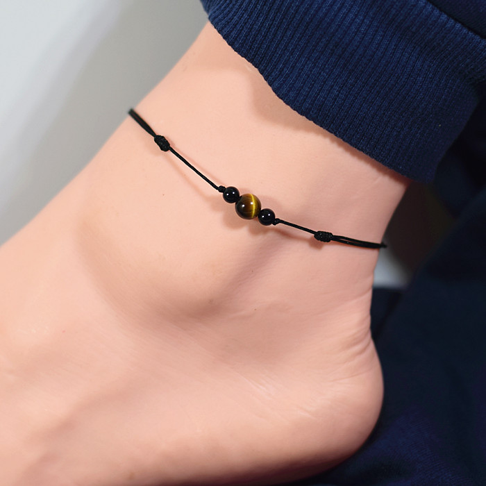 Nguyên bản siêu ác ác sinh năm handmade đỏ đen mã não hổ chân dây thừng mắt hổ đá chân vòng chân đỏ mỹ lắc chân nam