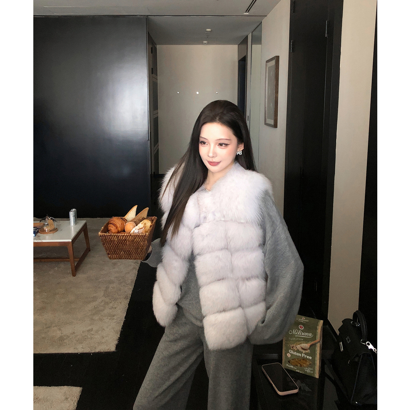 Rcliu Elf-Style Large Vest New Slimming Full Fur Fox Fur Vest Women's Short Fur Coat for Outerwear