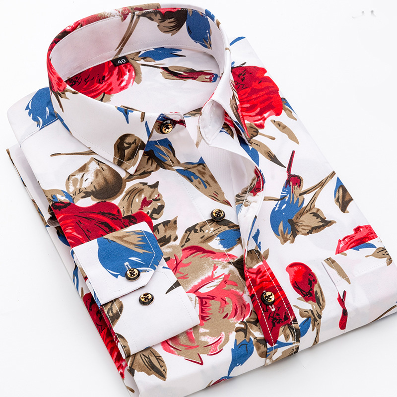 Paul Summer Long-Sleeved Plaid Shirt for Men, Young and Middle-Aged Business Casual Thin Floral Print Shirt, Dad Style Paul Summer Long-Sleeved Plaid Shirt for Men, Young and Middle-Aged Business Casual Thin Floral Print Shirt, Dad Style