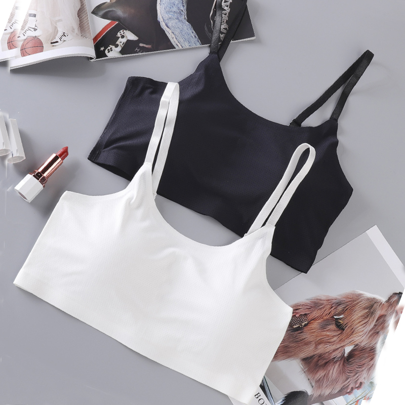 Big size fat sister underwear bandeau anti-light breathable ice silk bra 200 pounds with chest pad large chest is small and thin