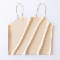 2-piece inner top Womens bottoming shirt sling ice silk vest sleeveless close-fitting short anti-light bandeau thin belt