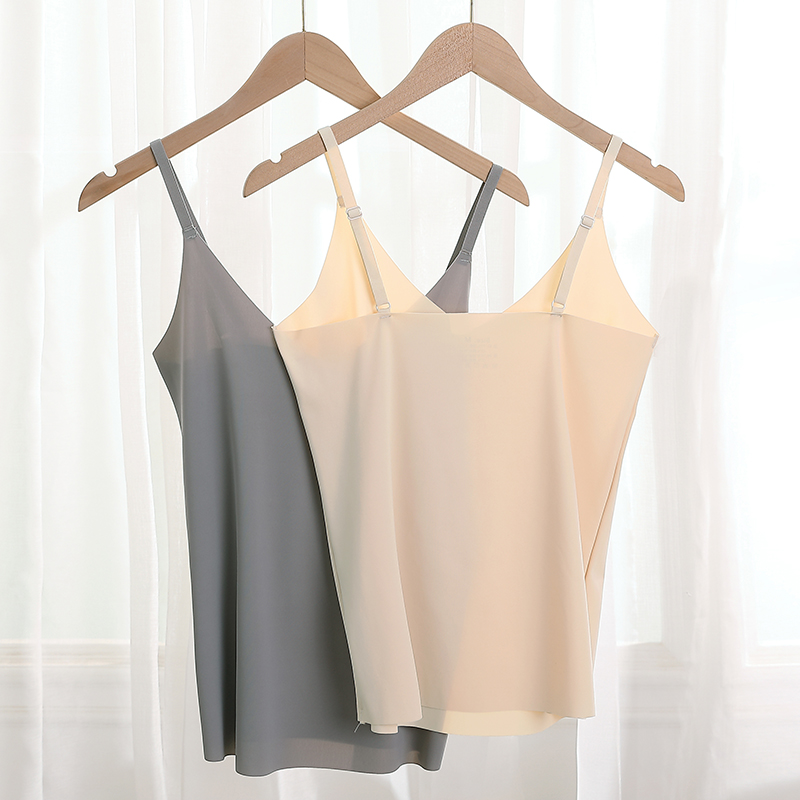 2 pieces of ice silk sexy V-neck base camisole thin beauty back with thin underwear simple simple bandeau