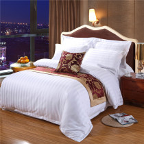 Five-star hotel bedding 60 pure cotton simple white tribute satin hotel B & B cotton sheets four-piece set
