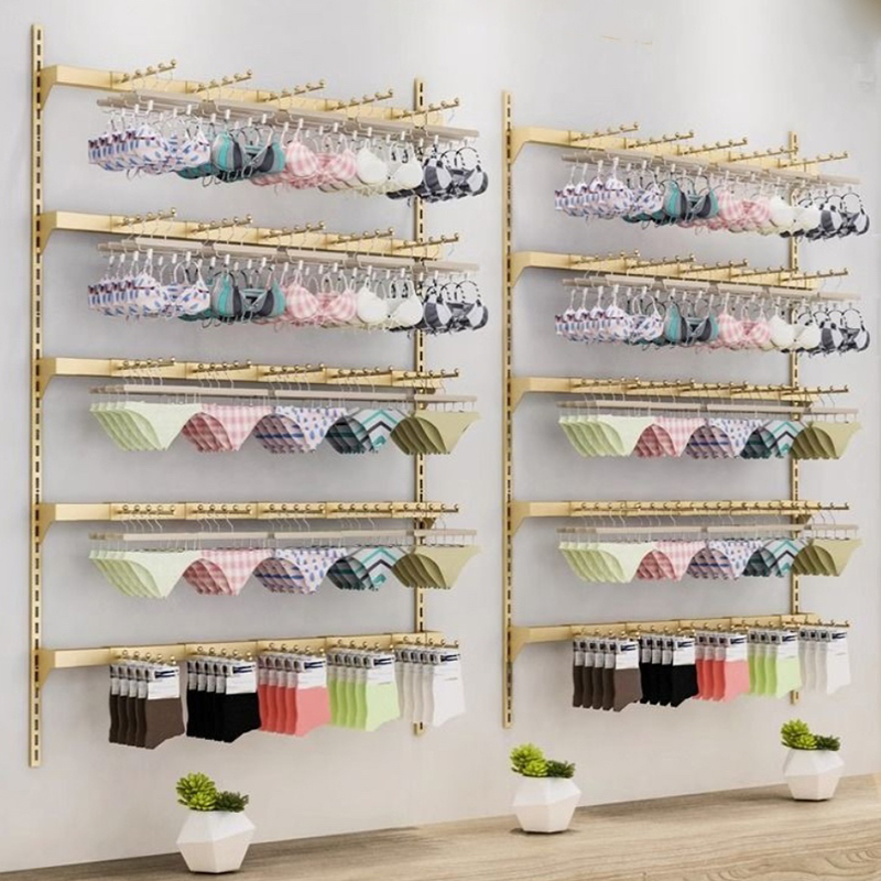 Bra, Underwear, and Sock Display Rack, Wall-Mounted, Adjustable, Movable, Glove and Accessory Hanging Shelf, Lingerie Display Rack