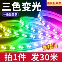 Three color lights with led color changing colorful home outdoor waterproof living room ceiling color strip light 220V