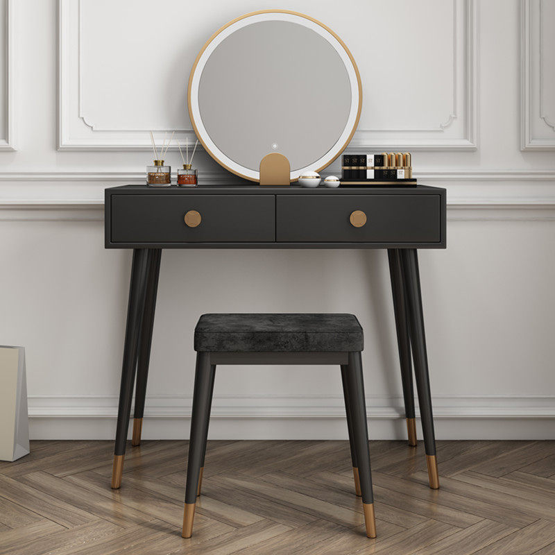 Nordic Makeup Terrace Mesh Red Ins Wind Small Family Style Makeup Table Bedroom Modern Minima Light Lavish Makeup Table With Lamp