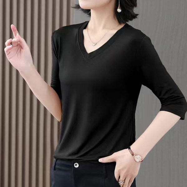 Mid-sleeve summer thin t-shirt modal women's bottoming shirt
