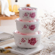 hộp cơm cắm điện unold Gốm tươi bát ba mảnh hộp ăn trưa lò vi sóng đặc biệt hộp cơm trưa tủ lạnh giữ kín bát có nắp bát ăn liền - Hộp cơm điện sưởi ấm hộp cơm điện giá bao nhiêu