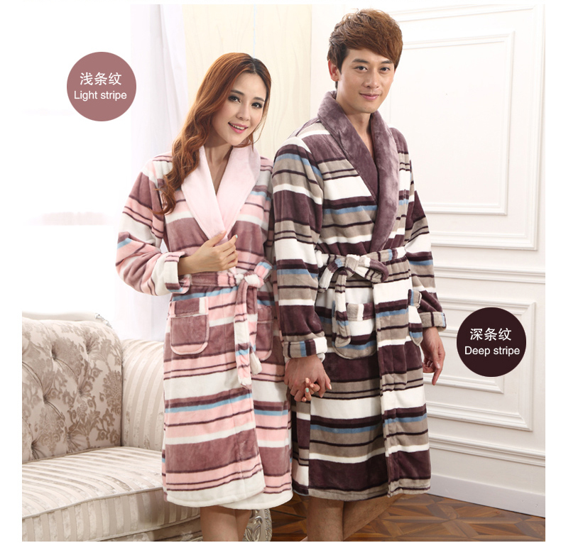 [Giải phóng mặt bằng] Cui Fike mùa thu đông flannel những người yêu thích áo ngủ nam và nữ áo choàng tắm san hô lông cừu dày đồ ngủ áo choàng đôi