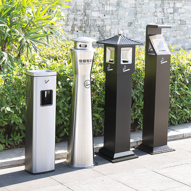 Mall Standing Tobacco column Stainless Steel Extinguishing barrel Outdoor Smoking area Tobacco Ashtray Outdoor-off Cigarette Ash Bin