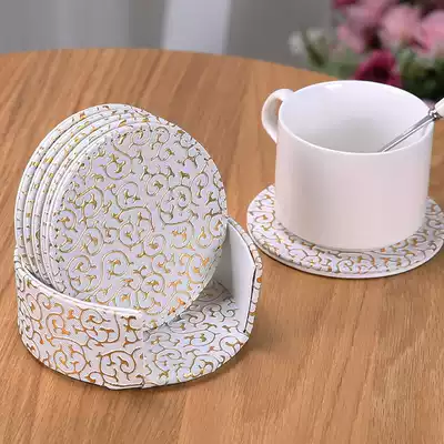 Leather tea coaster table insulation dinner mat bowl mat plate mat European style custom Round Square European style Creative