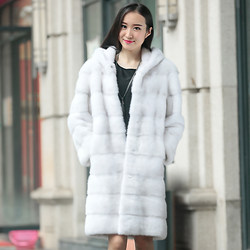 Xingtan Shengmeng 2017 new mink coat women's whole mink mid-length mink fur hooded coat Korean version slim