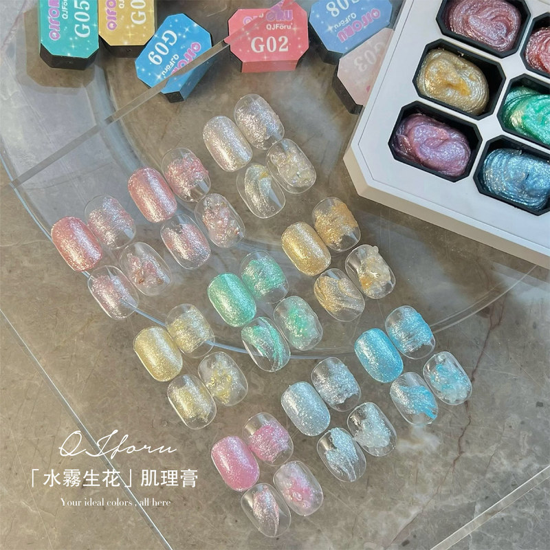 Qjforu Miracle Meow Meow """"Water Mist Peaceful Flowers: Diyia Baili"" Textured Cream Nail Art Nine-Square Grid Set Qjforu Miracle Meow Meow """"Water Mist Peaceful Flowers: Diyia Baili"" Textured Cream Nail Art Nine-Square Grid Set
