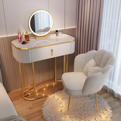 Современный и минималистичный туалетный столик из натурального дерева для спальни, система хранения, изысканный стиль