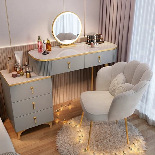 Современный и минималистичный туалетный столик из натурального дерева для спальни, система хранения, изысканный стиль