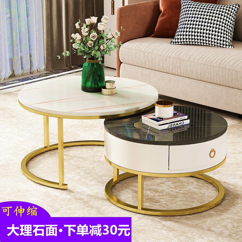 Nordic Marble Tea Table Minima Small Family Style Living Room Modern Light Lavish Rockboard Nets Red Flowers Several Home Round Tea Table Tables