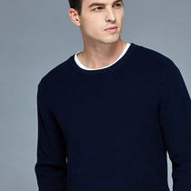 Dawei Mountain 2021 new cotton plain business long sleeve mens Jersey round neck casual simple solid color base shirt