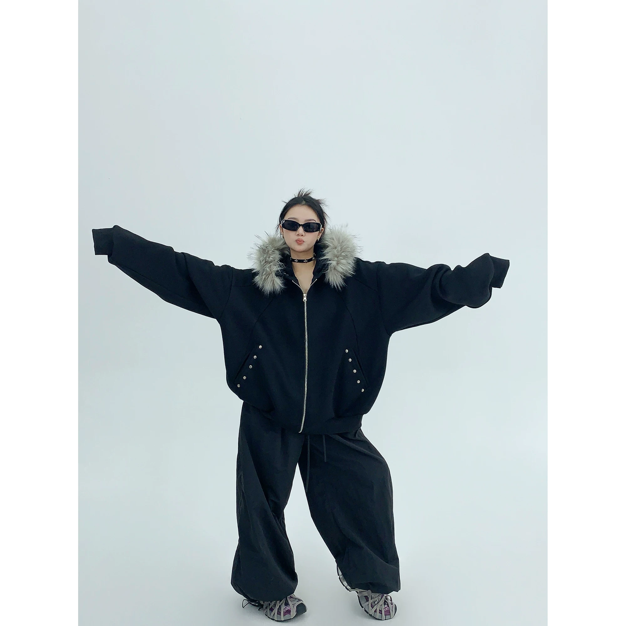 Demi-season design warm hoody, jacket, American style, trend of season, oversize