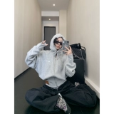 Весенняя короткая тонкая толстовка с капюшоном, куртка, корсет, свободный крой