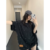 Летняя небольшая хлопковая ретро черная футболка, свободный крой, в американском стиле