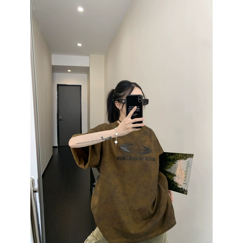 Летняя небольшая дизайнерская хлопковая футболка, тренд сезона, 3D, короткий рукав, свободный крой