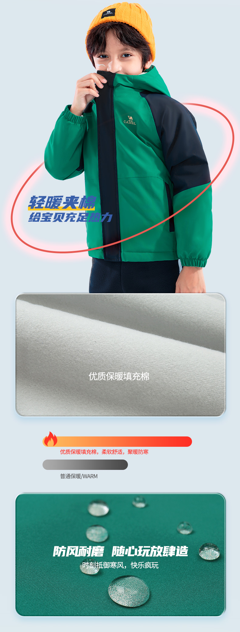 骆驼 儿童 夹棉加厚冲锋衣 图3
