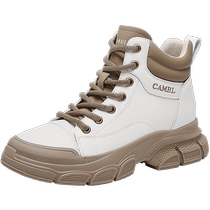 Camel Outdoor Shoes Womens Shoes 2024 Spring and Autumn New Outdoor High-Top Shoes Martin Boots Womens Desert Shoes Retro American Short