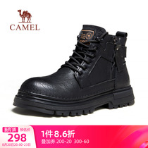 Camel Mens Shoes Winter New Martin Boots Mens British Style High Top Genuine Leather Retro Thick Sole High Work Boots