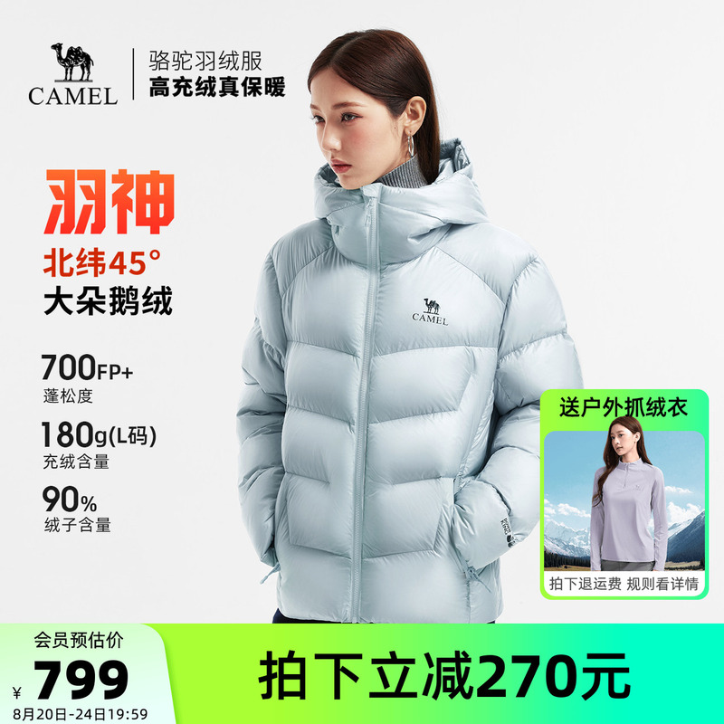 Camel Feather God Women's Goose down Jacket Short Winter Windproof Warm Thickened Hooded High-Puff Goose down Coat Camel Feather God Women's Goose down Jacket Short Winter Windproof Warm Thickened Hooded High-Puff Goose down Coat