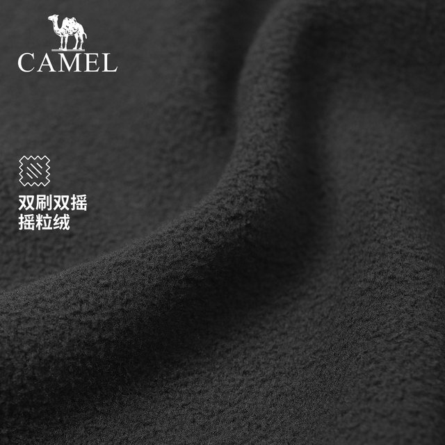 Camel Outdoor Fleece Jacket Men's 2024 Spring and Autumn Polar Fleece Double-sided Velvet Jacket Liner Stand Collar Jacket Women