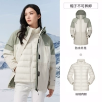 [Surf Jacket + Down Liner] Серебряный зеленый/теплый белый/овсяный серый, женский стиль, AA22265453B