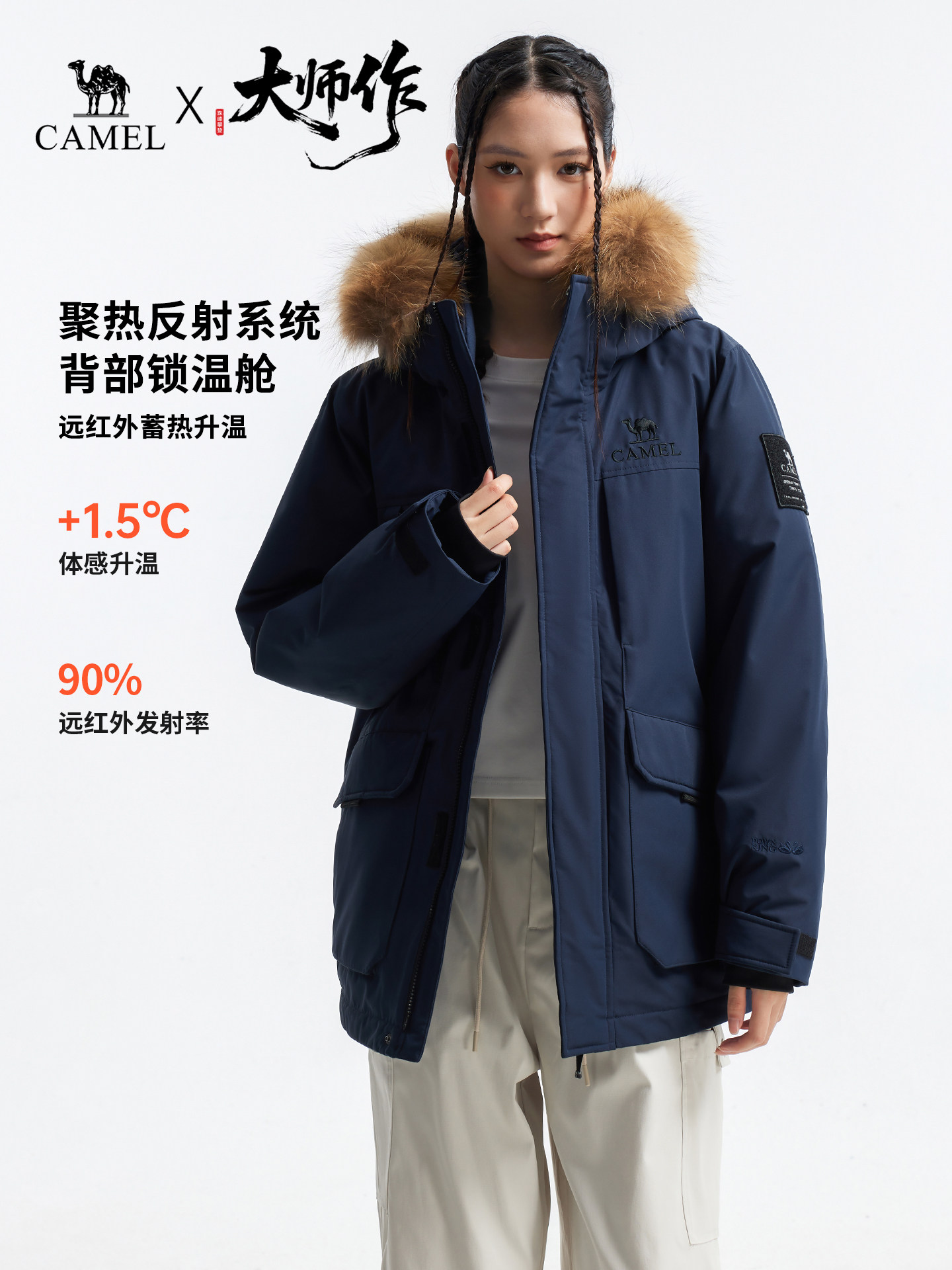 [Goose down] Camel Feather Ultra Outdoor down Jacket Winter New Model Unisex Three-Proof Jacket Workwear Parka