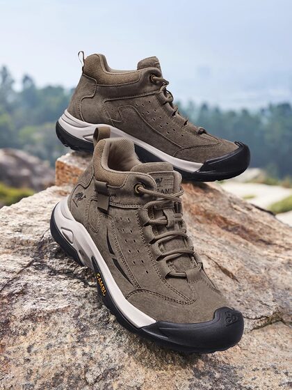 骆驼男鞋靴子2025春秋新高帮鞋缓震防滑休闲户外登山徒步工装靴男