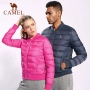 Camel lạc đà thể thao ngoài trời vài xuống áo khoác nam giới và phụ nữ ánh sáng và fluffy windproof đơn giản thể thao xuống áo khoác áo phao nam dài