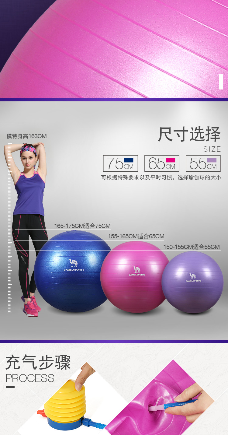 CAMEL lạc đà thể thao bóng yoga Giảm cân thể hình giảm cân căng căng bóng nổ phòng tập thể dục giảm béo bóng tham yoga