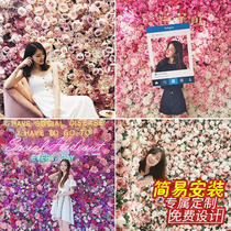 Simulation flower wall background wall Net red shop door decoration plant wall Encrypted rose wall Wedding wedding image wall