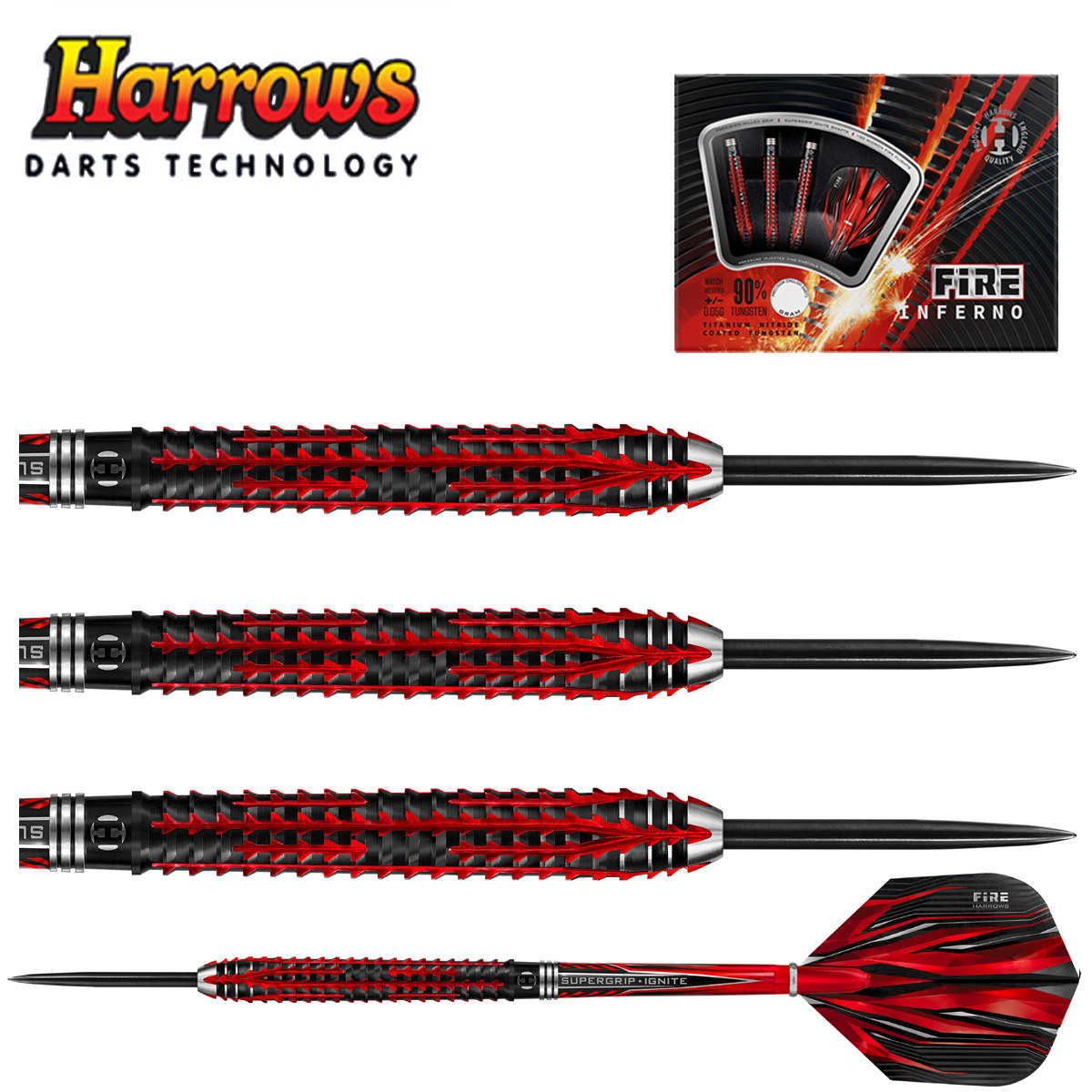 Harrows Fire Inferno Steeldarts | 22g | 7-HA27002 Harrows Fire Inferno Steeldarts | 22g | 7-HA27002