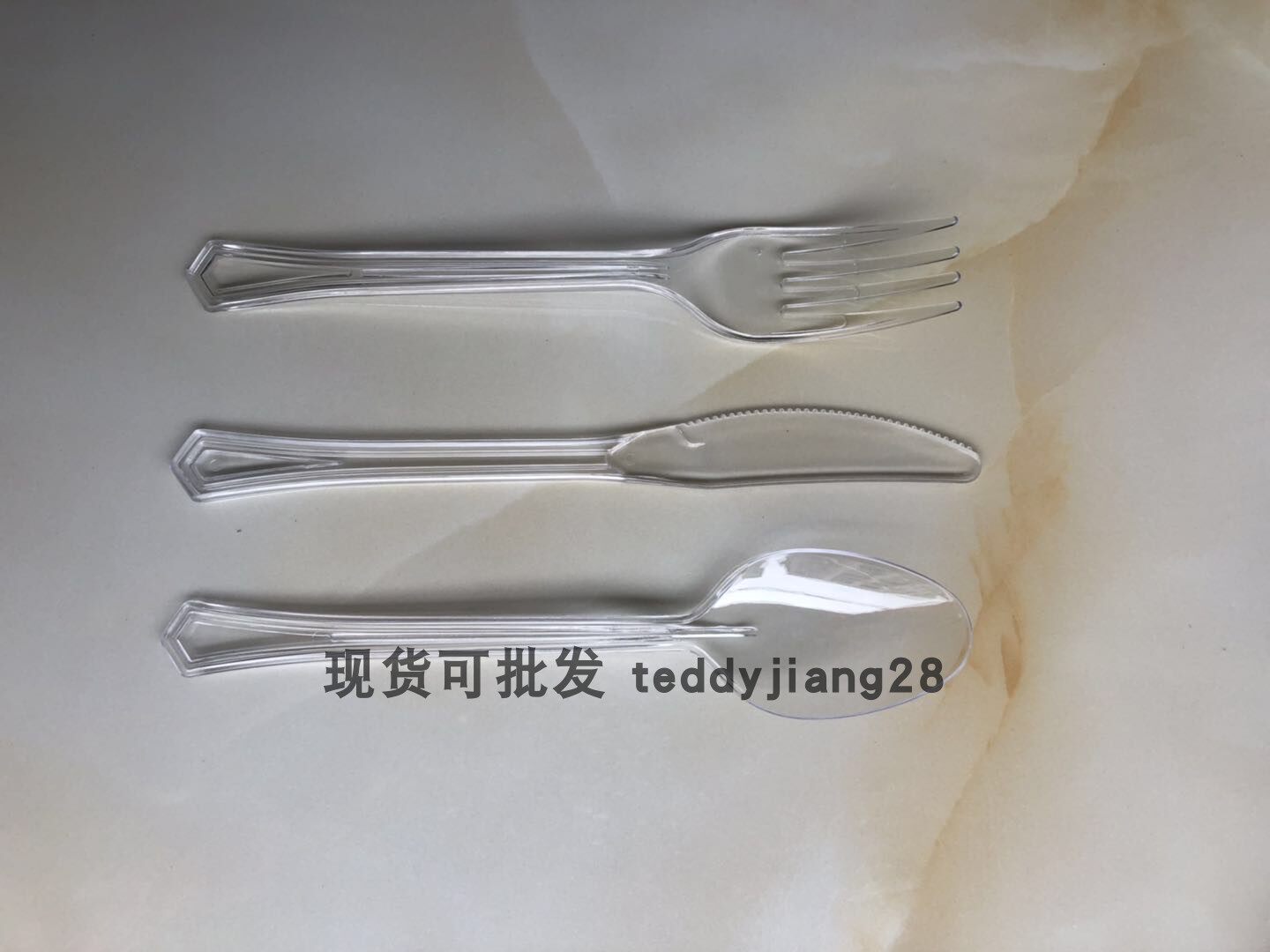 Disposable plastic knife and fork spoon hard thickened steak knife and fork spoon set transparent delivery packaging fork hot spoon