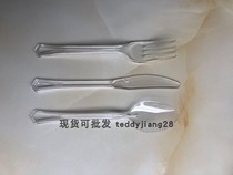 6 7 inch transparent knife fork spoon disposable plastic long handle spoon fruit salad knife fork cake knife fork 100 clothes